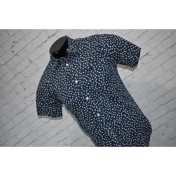 RVCA Hawaiian Style Dress Shirt Mens Size Medium Cotton Blue - Picture 6 of 6